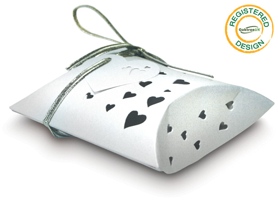 Pillow Box Heart Pearl White (pack 5pcs) - Gift Boxes / Bags